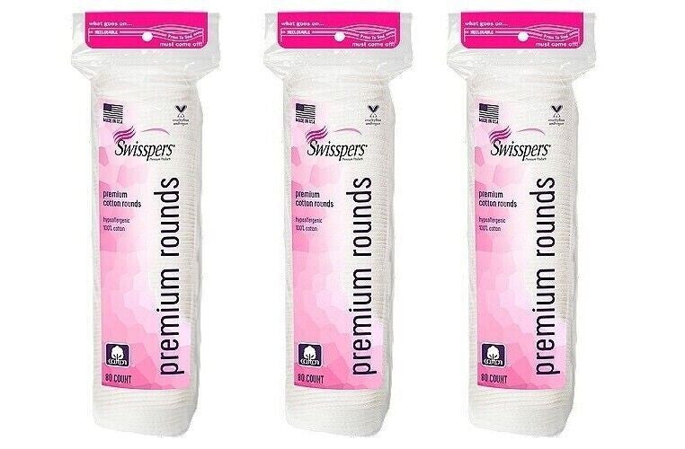 Swisspers Cotton Rounds Regular 80 Count 100% Cotton