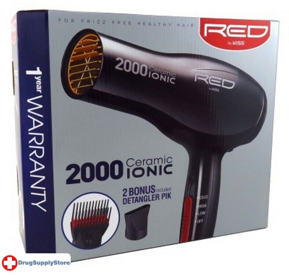 Kiss Red Dryer 2000 Watt With 2 Attachments (Ceramic Ionic)