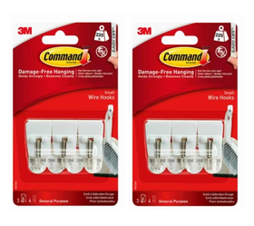 Command Small Wire Wall Hooks - Clear, 3 Hooks + 4 Strips