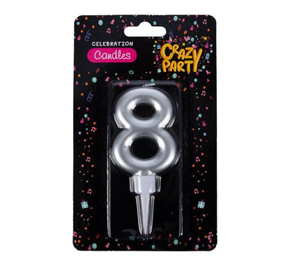 Unique Silver Sparkler Birthday Candles - Number 8