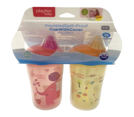 Playtex Baby Insulated Spill- Proof Cup +Cover 2 Pk 6M+ 10oz
