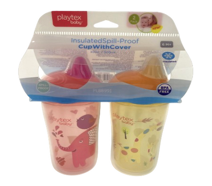 Playtex Baby Insulated Spill- Proof Cup +Cover 2 Pk 6M+ 10oz