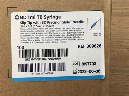 BD TB SY 26GX3/8N 1ML SLIP 100