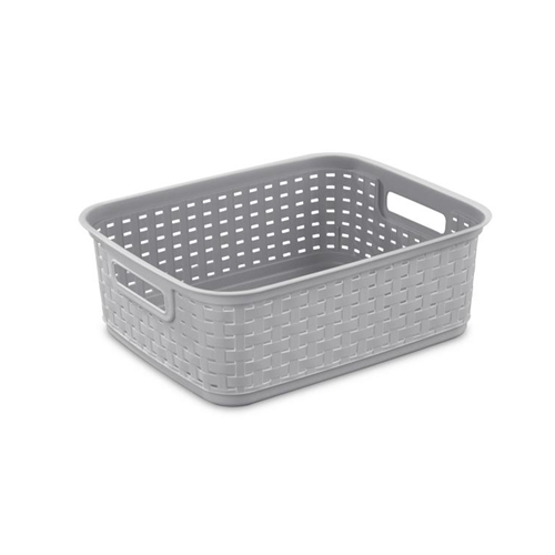Sterilite Short Plastic Weave Storage Basket - Gray