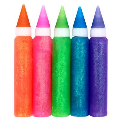 ArtSkills Puffy Neon Jumbo Rainbow Glitter Glue Pens, 5 count