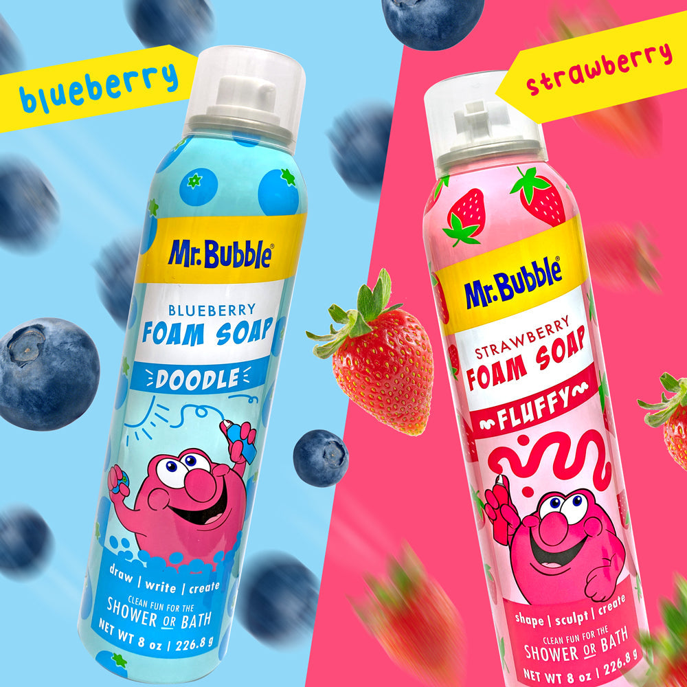 Mr Bubble Foam Soap Twin Pack Blueberry/Candy Apple 8oz