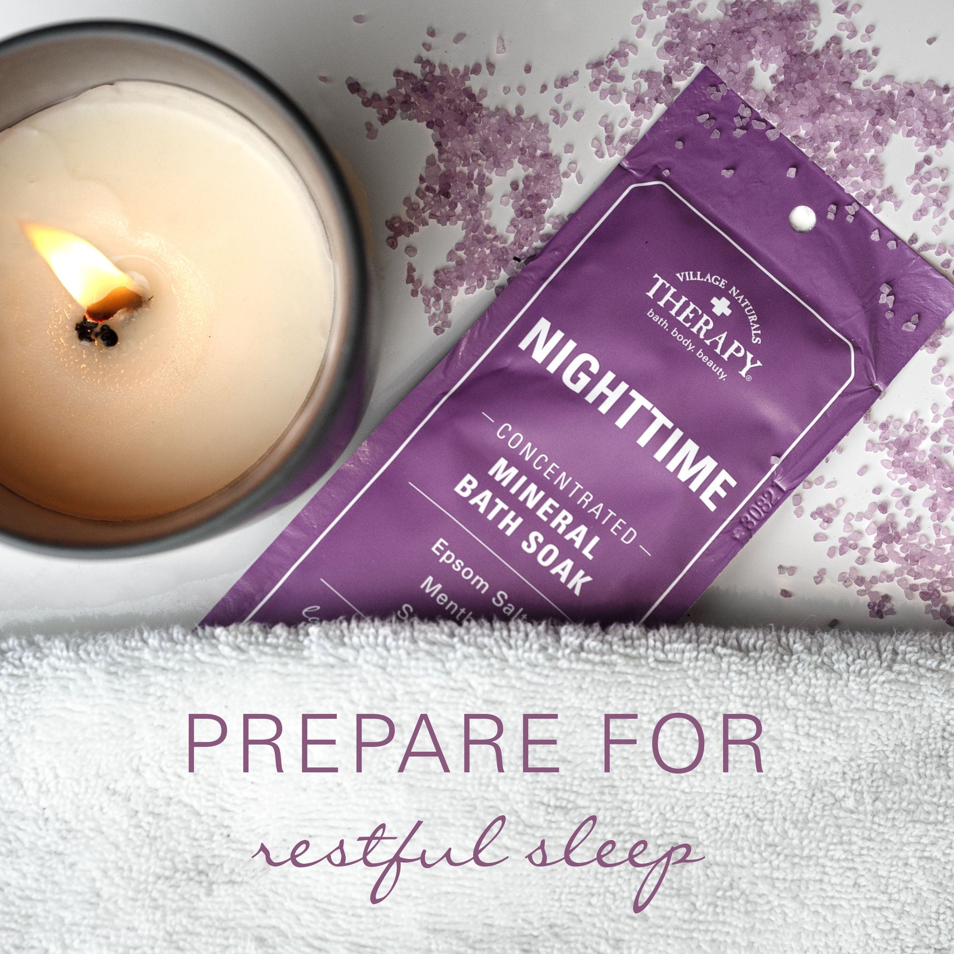 Village Nat. Mineral Bath Soak Nighttime Lavender 2oz (12in)