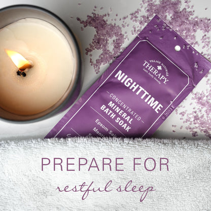 Village Nat. Mineral Bath Soak Nighttime Lavender 2oz (12in)