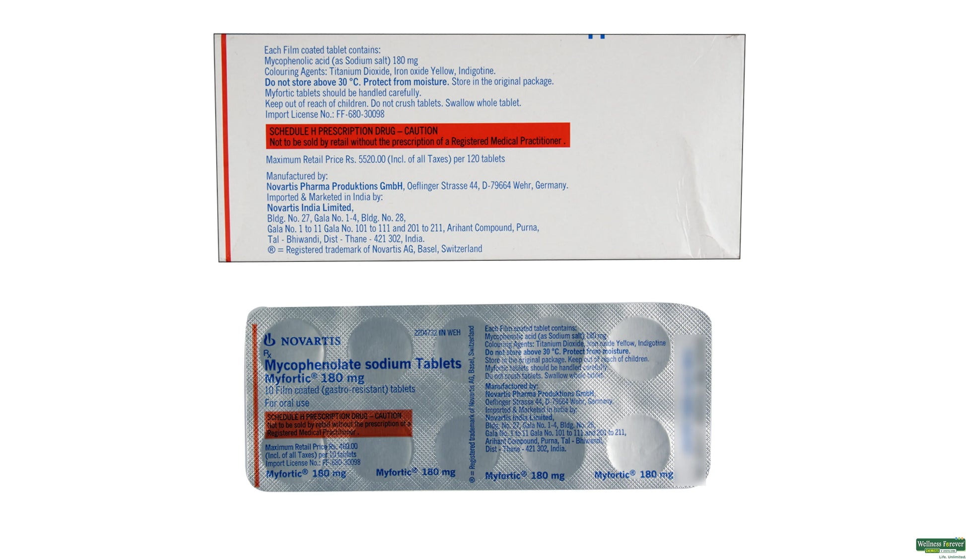 MYFORTIC TB 180MG 120 DR