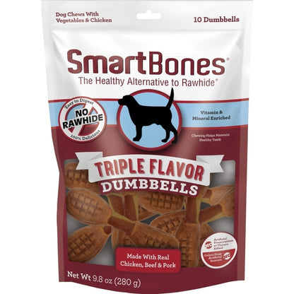 DreamBone Triple Flavor Dumbbells with Chicken, 10 count