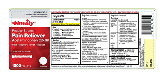 ACETAMINOPHEN TB 325MG 1000 RS