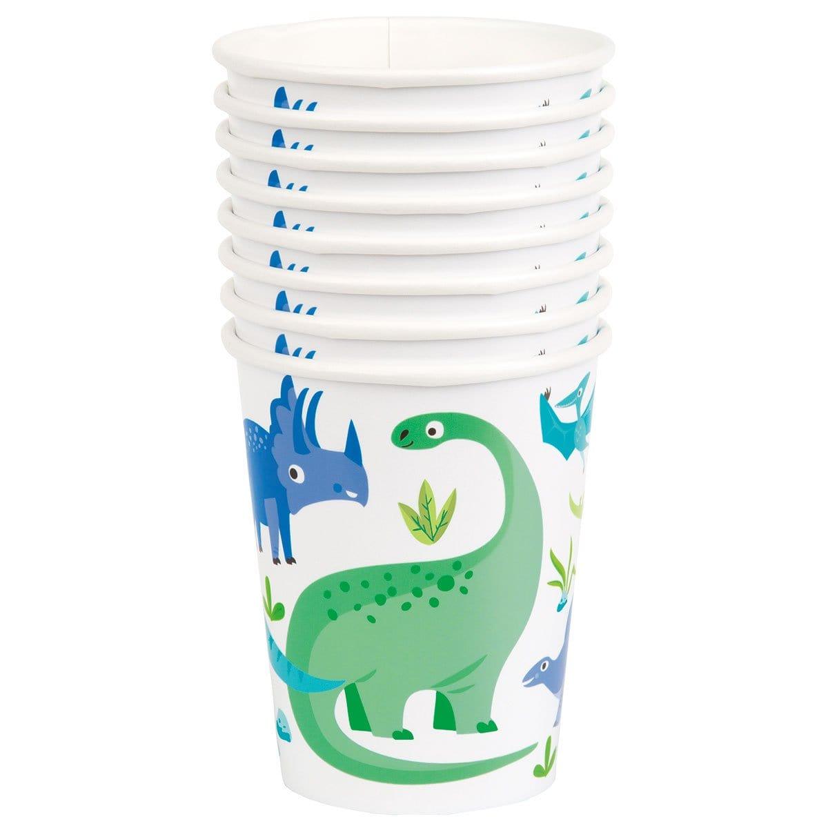 Blue & Green Dinosaur 9oz Paper Cups, 8 count