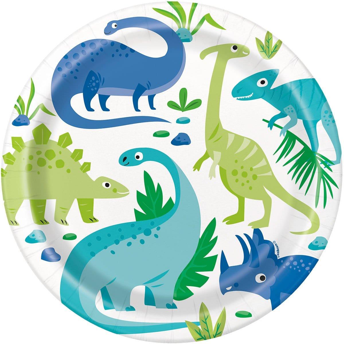 Blue & Green Dinosaur 9" Dinner Party Plates, 8 count