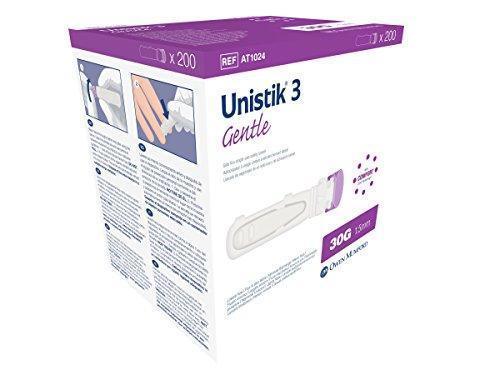 UNISTIK 3 GENTLE LANCETS 30GX1.5MM 50CT