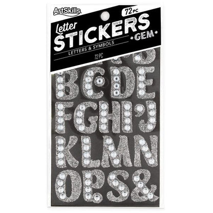 Artskills Mini Silver Glitter Gem Letter Stickers, 150 Count