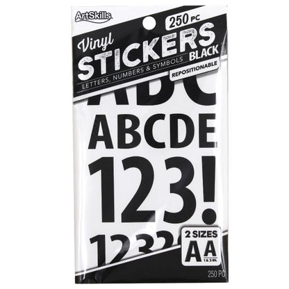 ArtSkills Dual Size Vinyl Poster Letters and Numbers - Black, 250 count
