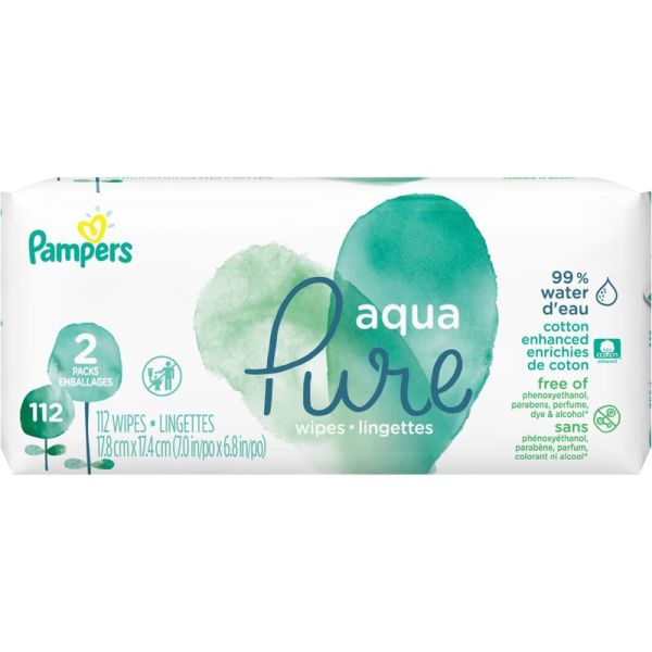 Pampers Baby Wipes Aqua Pure Fragrance-Free 112 Count