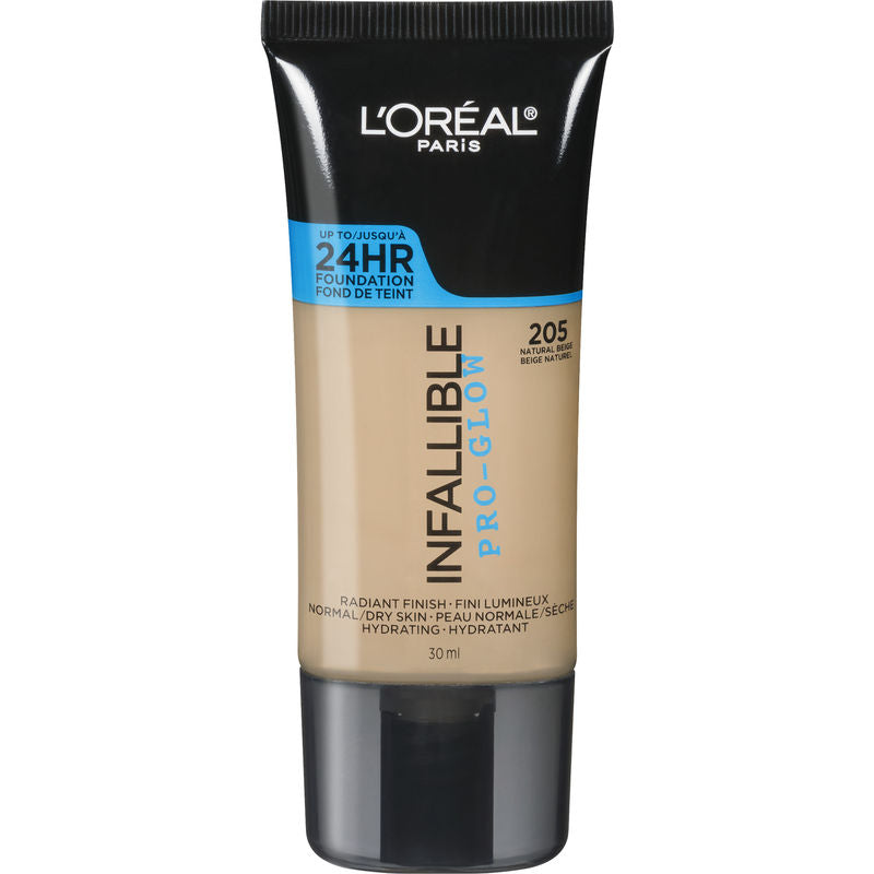 L'ORÉAL PARIS Infallible Pro-Glow Foundation, 205 Natural Beige, 1 fl. oz.