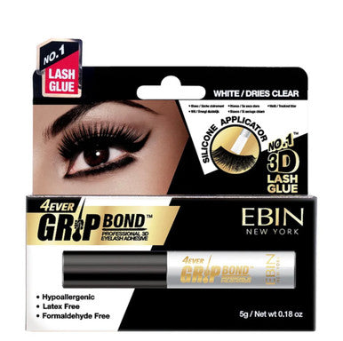 EBIN NEW YORK Grip Bond Latex-Free Lash Adhesive With Brush On Applicator - White