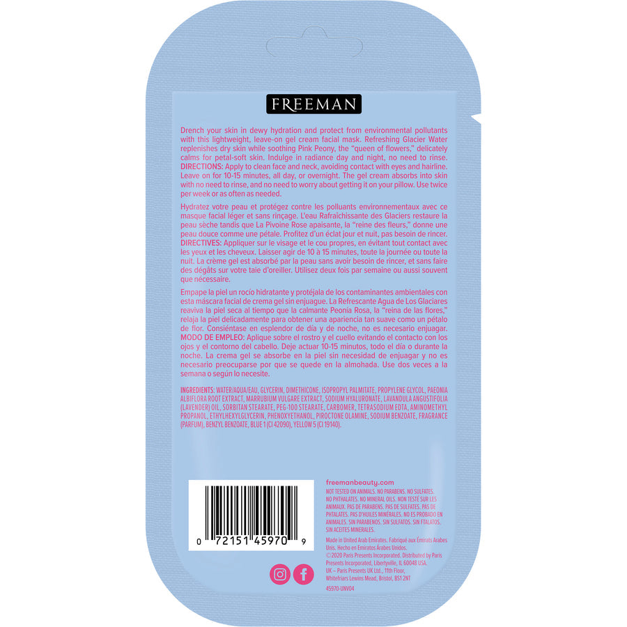 Freeman Facial Glacier Water + Pink Peony Gel Cream Mask 6oz